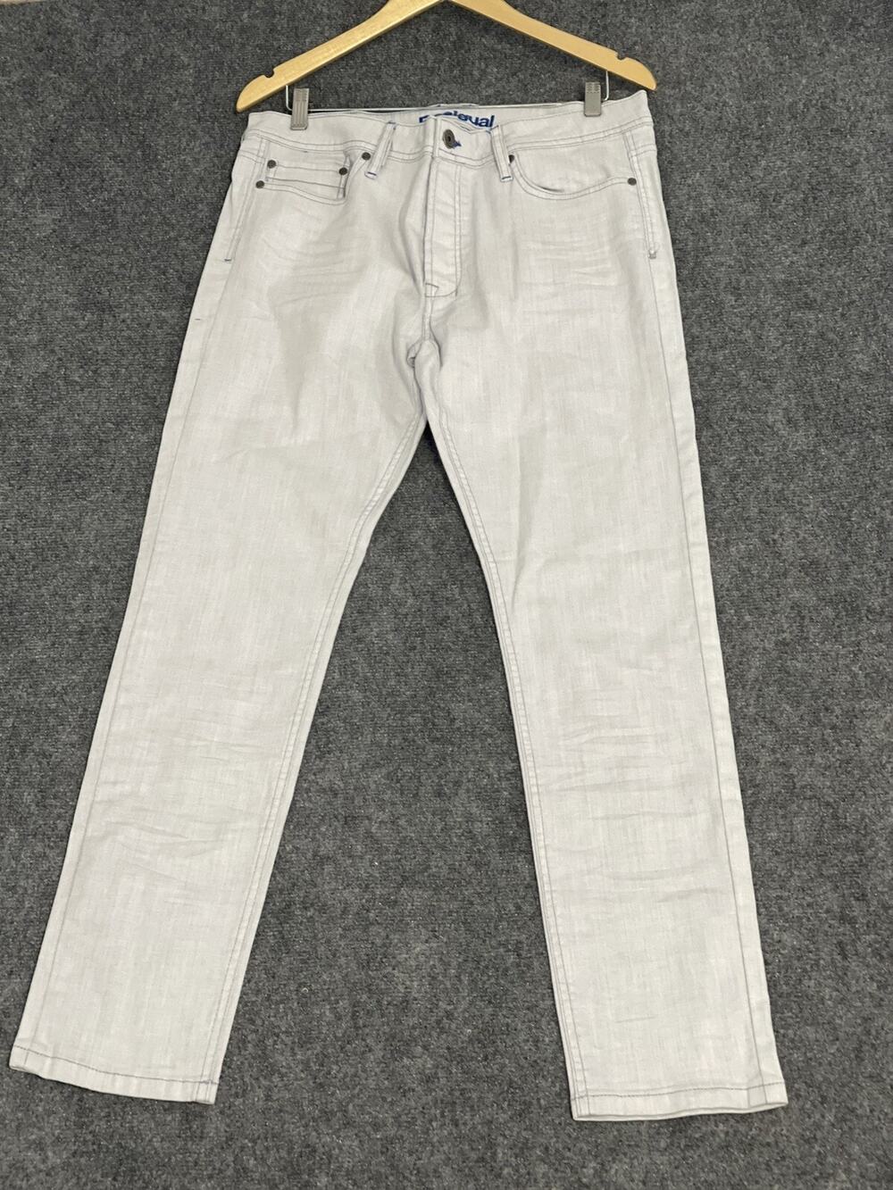 Desigual Jeans Mens 30x32 Denim Pants Bluish White Stretch Button Fly N261